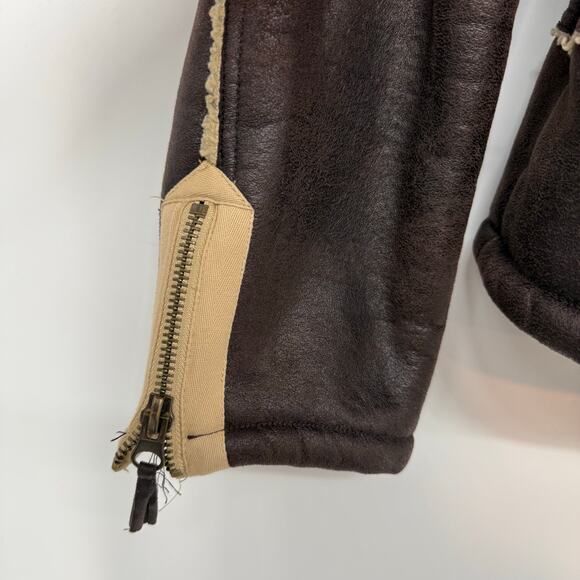 Pilcro by Anthropologie Faux Leather Jacket Womens Size XL Brown Sherpa-Lined - Picture 8 of 12